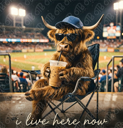 I live here now highland cow DTF Transfer