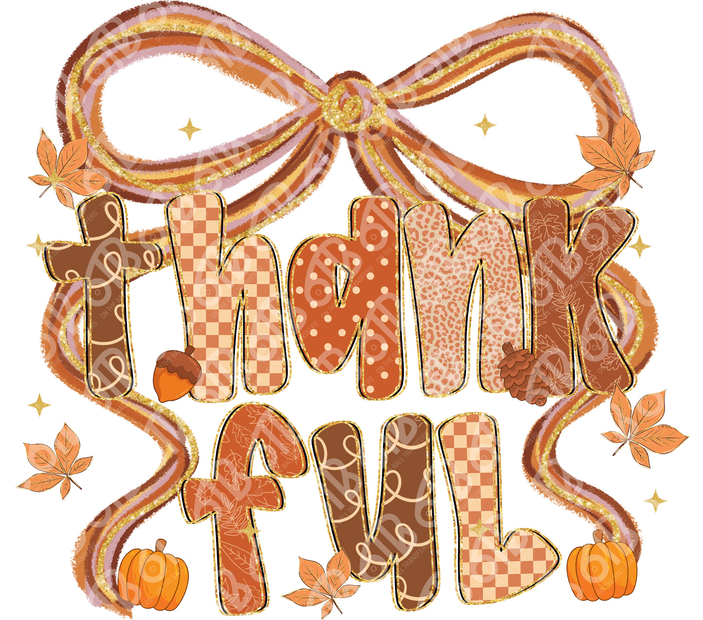 Thankful Preppy Bow DTF Transfer