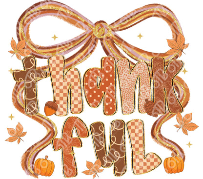 Thankful Preppy Bow DTF Transfer