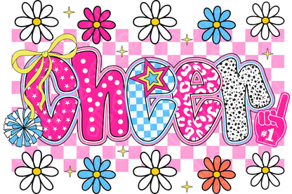 Cheer Checkered Floral DTF Transfer