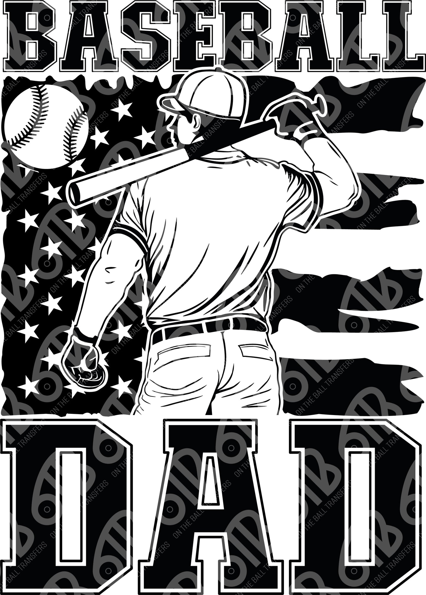 Baseball Dad Flag Sublimation Transfer
