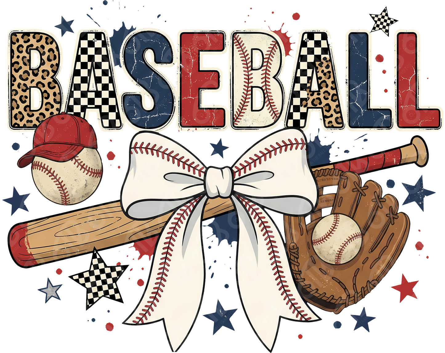 Americana Baseball Collage DTF Transfer