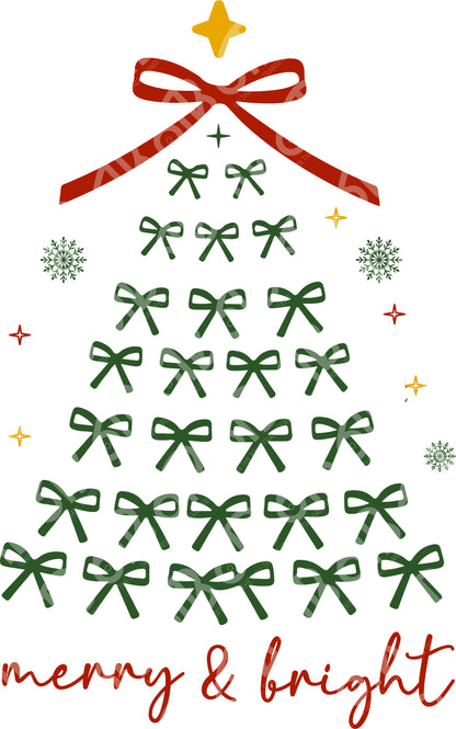 Coquette Bow Christmas Tree DTF Transfer