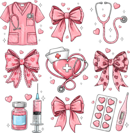 Nurse Valentine's Day Coquette DTF Transfer