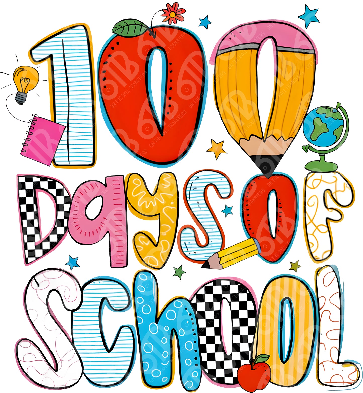 100 Days of School Supplies DTF Transfer