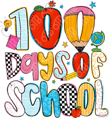 100 Days of School Supplies DTF Transfer