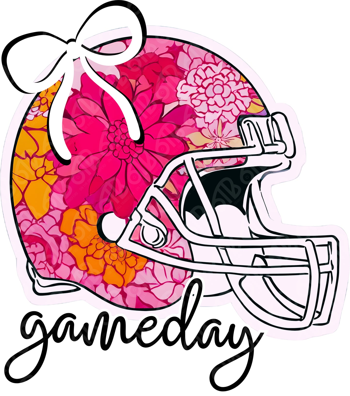 Pink Floral Football Helmet DTF Transfer
