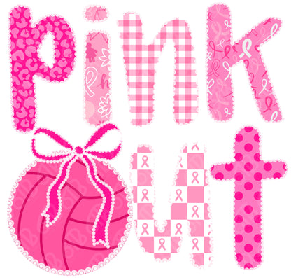 Preppy Volleyball Pink Out DTF Transfer