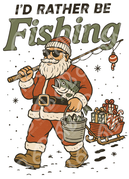 Id rather be fishing Santa DTF Transfer