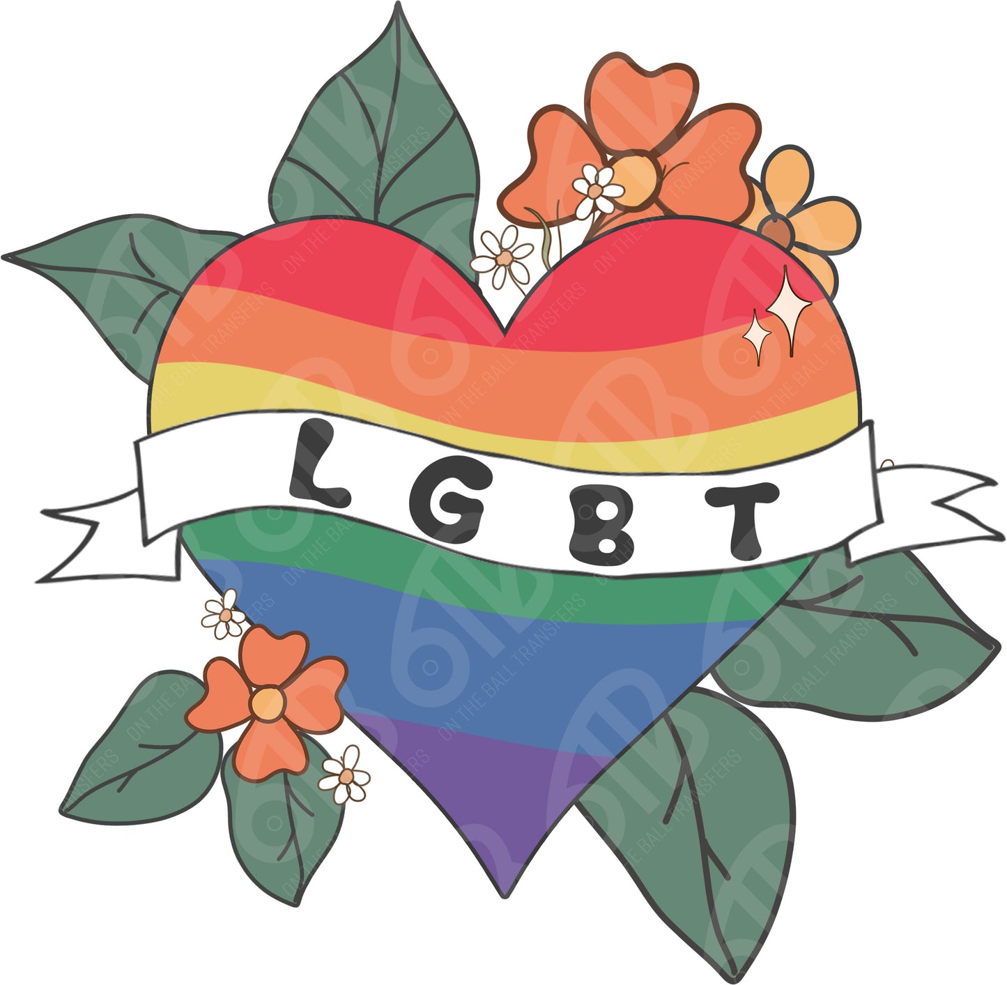 LGBT Floral Heart Traditional DTF Transfer