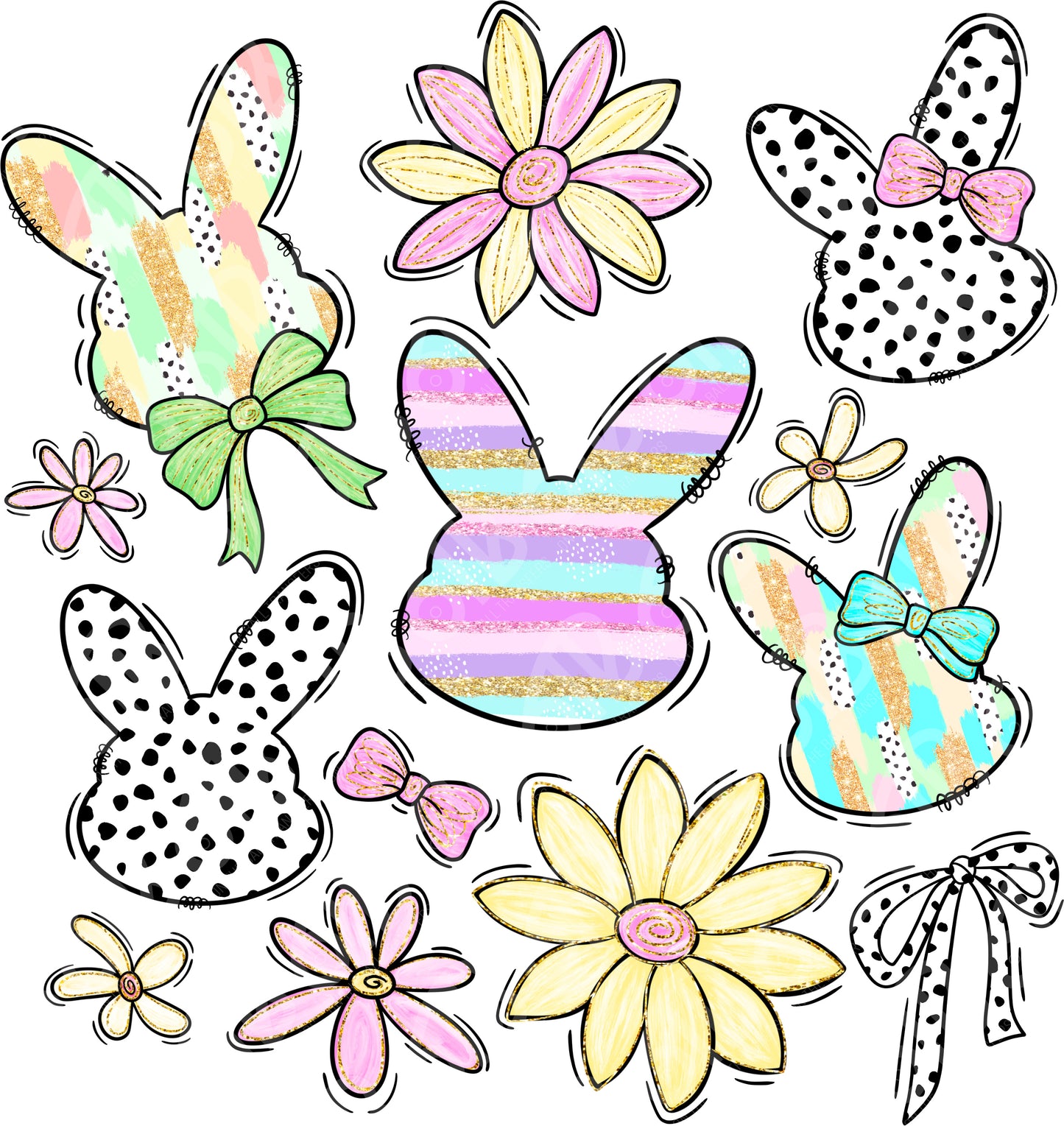 Floral Bunny Coquette DTF Transfer