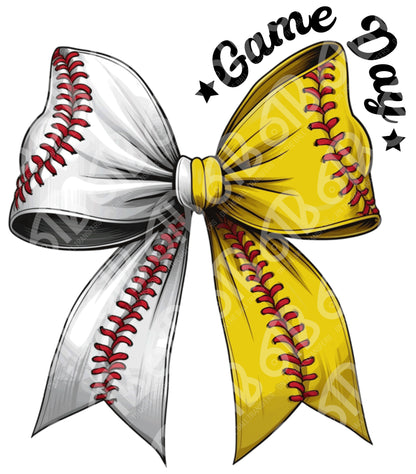 Baseball Softball Bow DTF Transfer