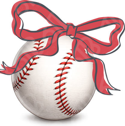 Baseball With Bow Coquette DTF Transfer