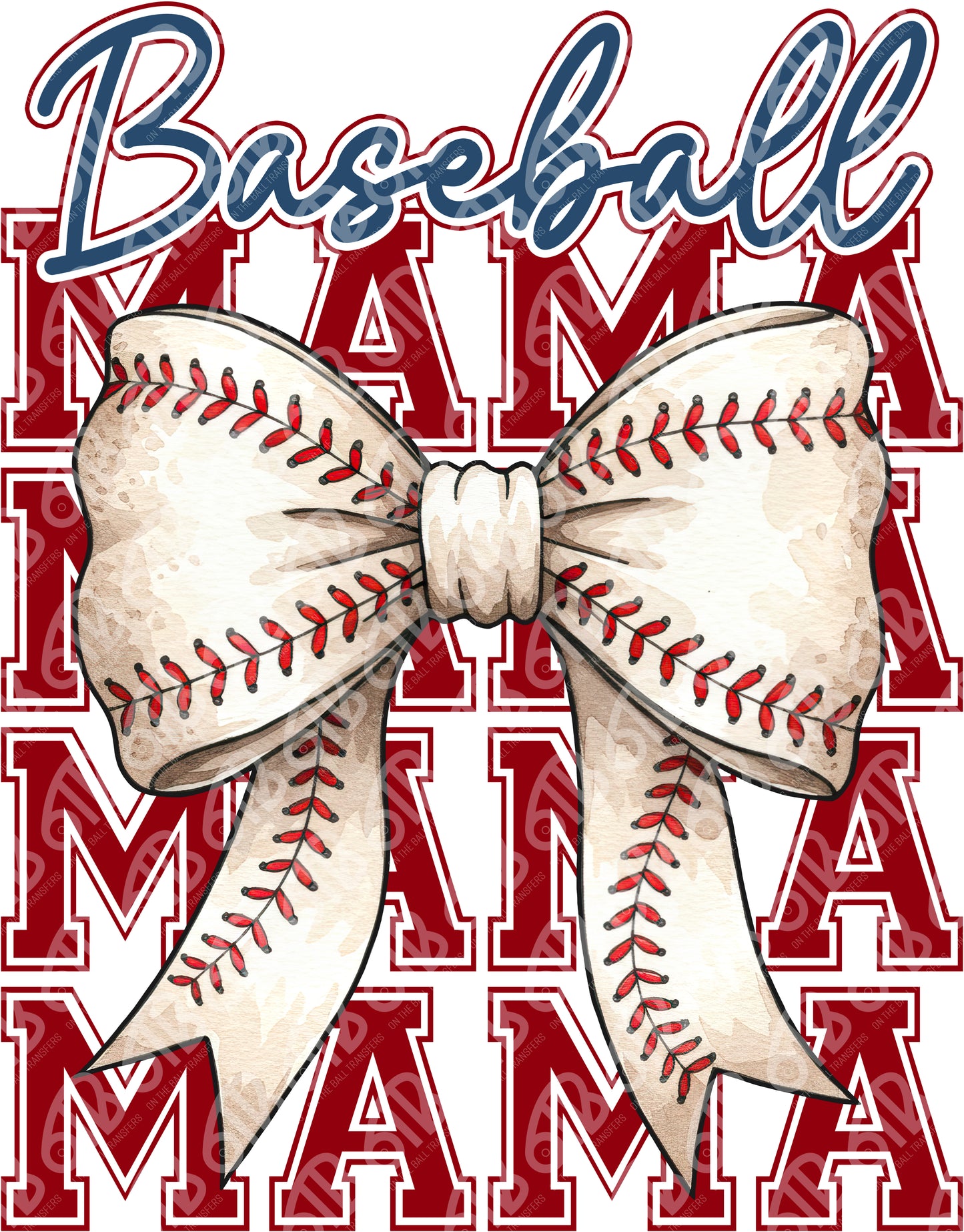 Baseball Mama Bow DTF Transfer