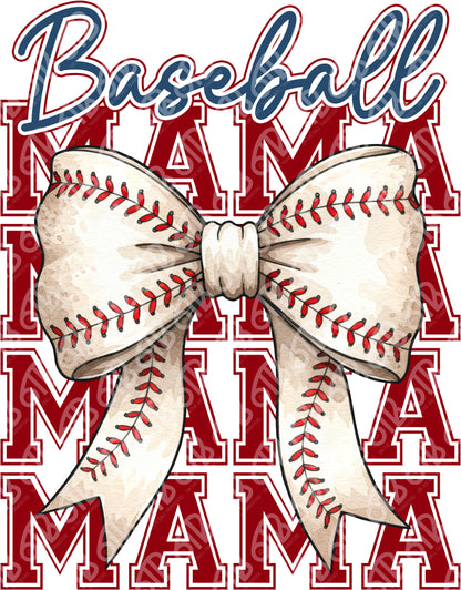 Baseball Mama Bow DTF Transfer