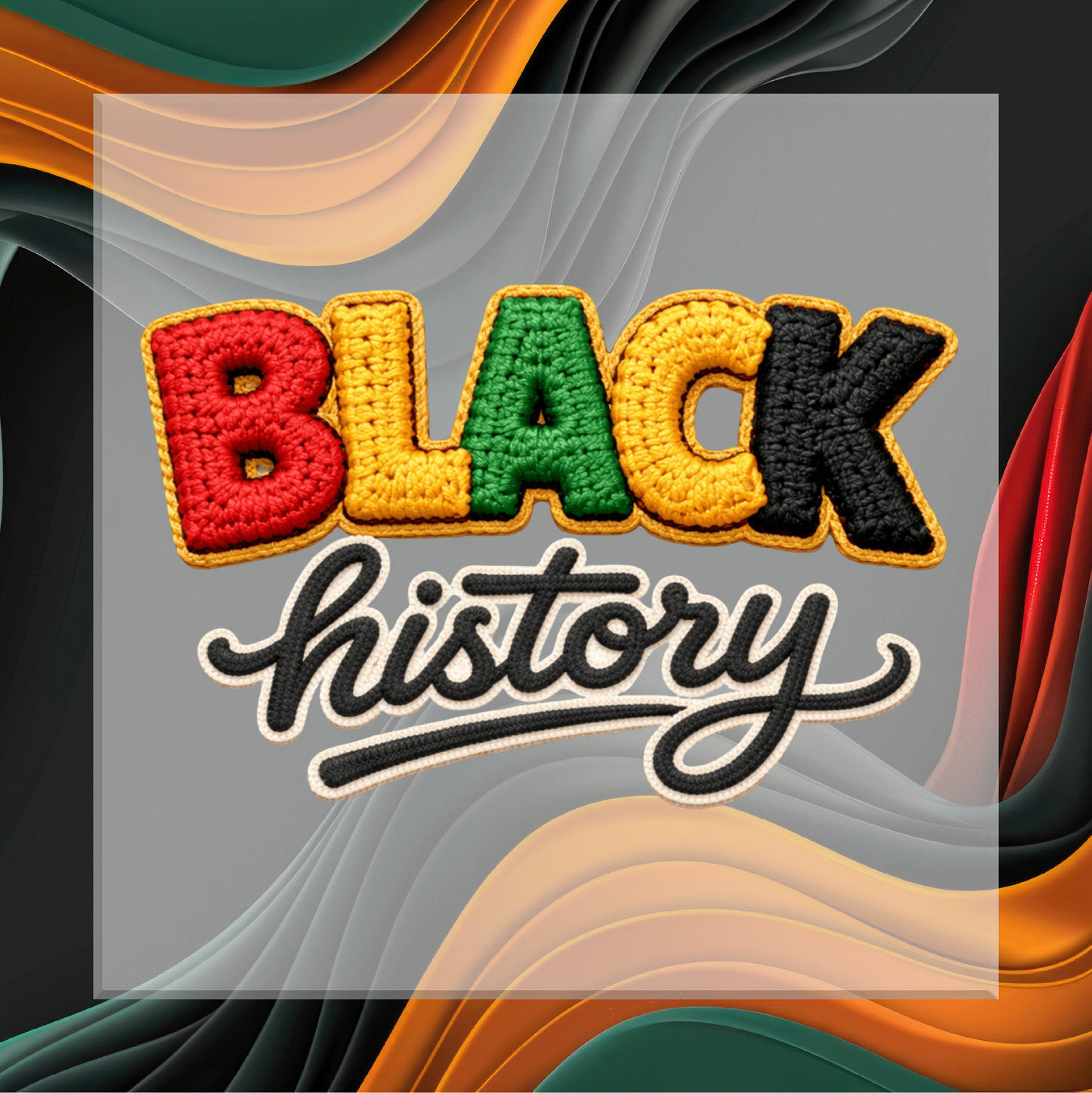 Text 'BLACK history' in multicolor on a abstract colorful background