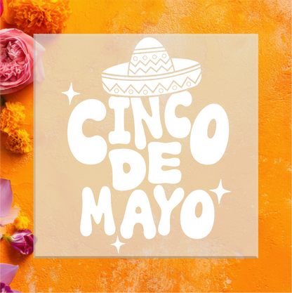 Cinco de Mayo in white DTF Transfer