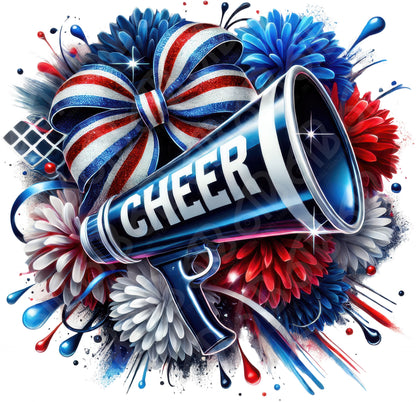 Red White Blue Cheer DTF Transfer