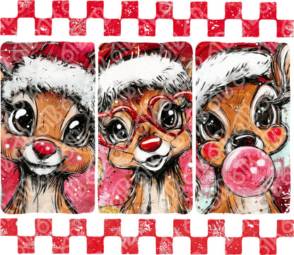 Cute Checkered Reindeer DTF Transfer