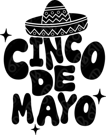 Cinco de Mayo in black DTF Transfer