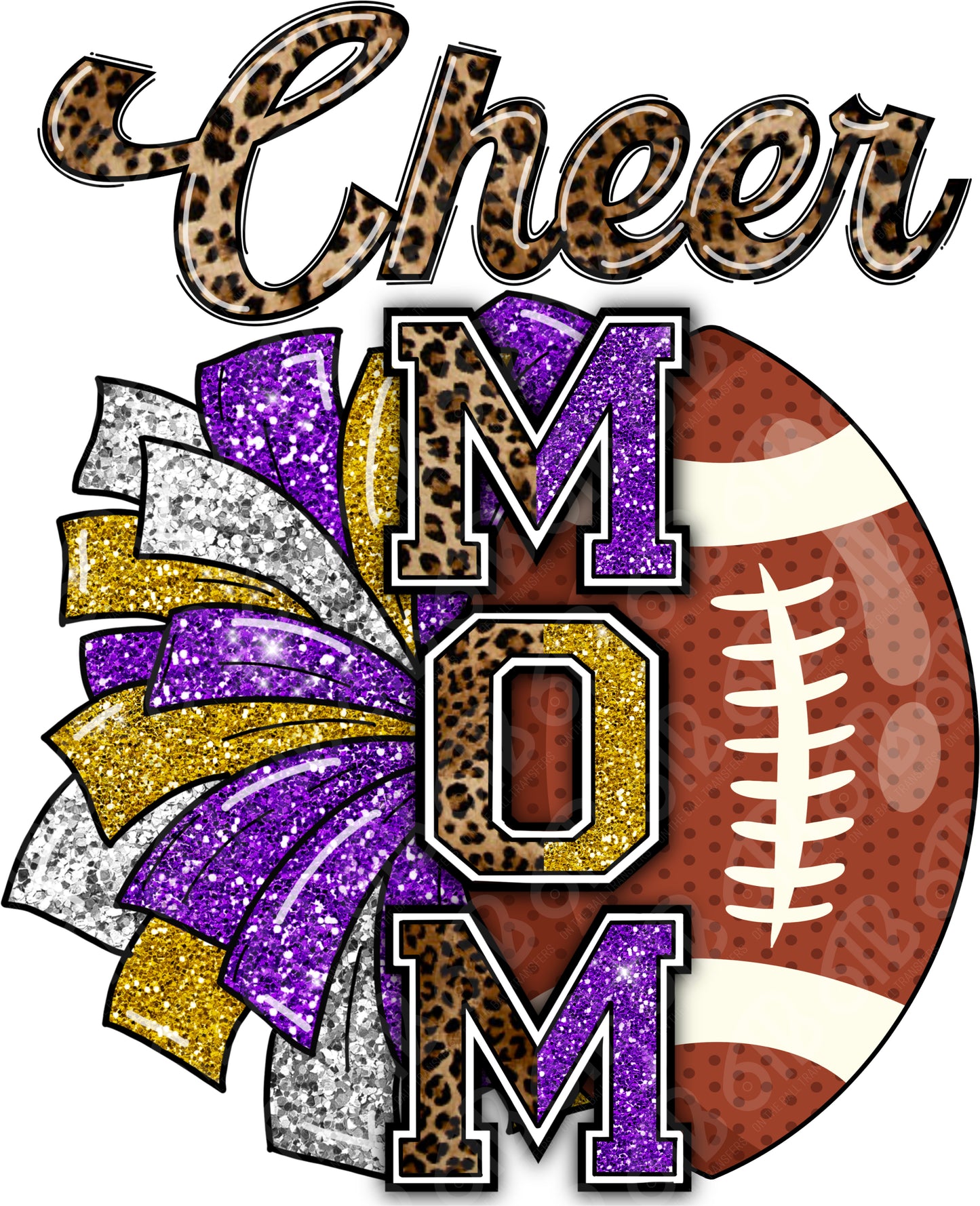 Cheer Mom Leopard Purple and Gold DTF Transfer