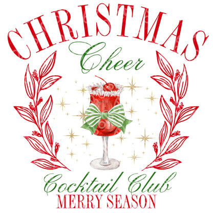 Christmas Cheer Cocktail Club DTF Transfer , DTF print , full image