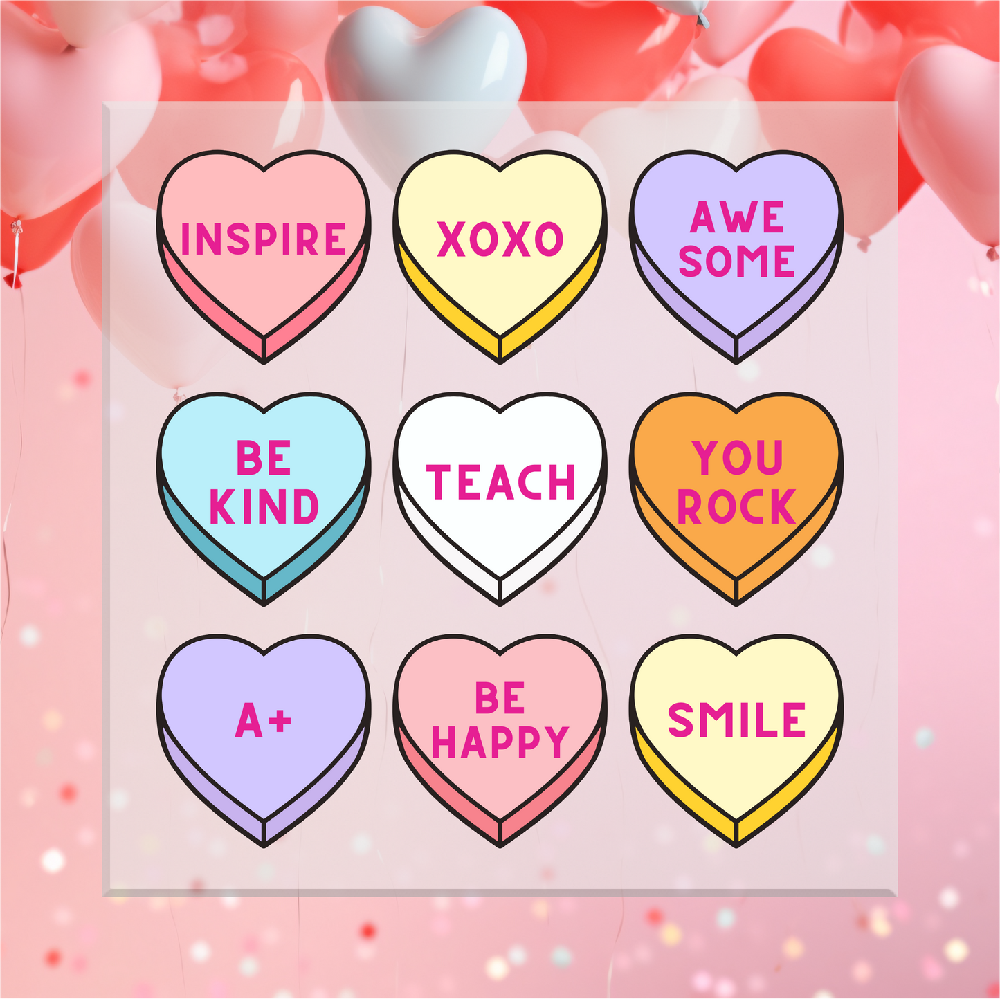 Teacher Conversation Hearts DTF Transfer