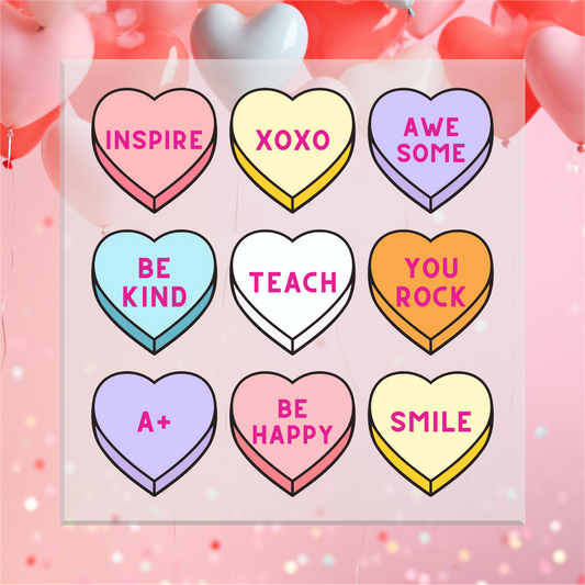 Teacher Conversation Hearts DTF Transfer