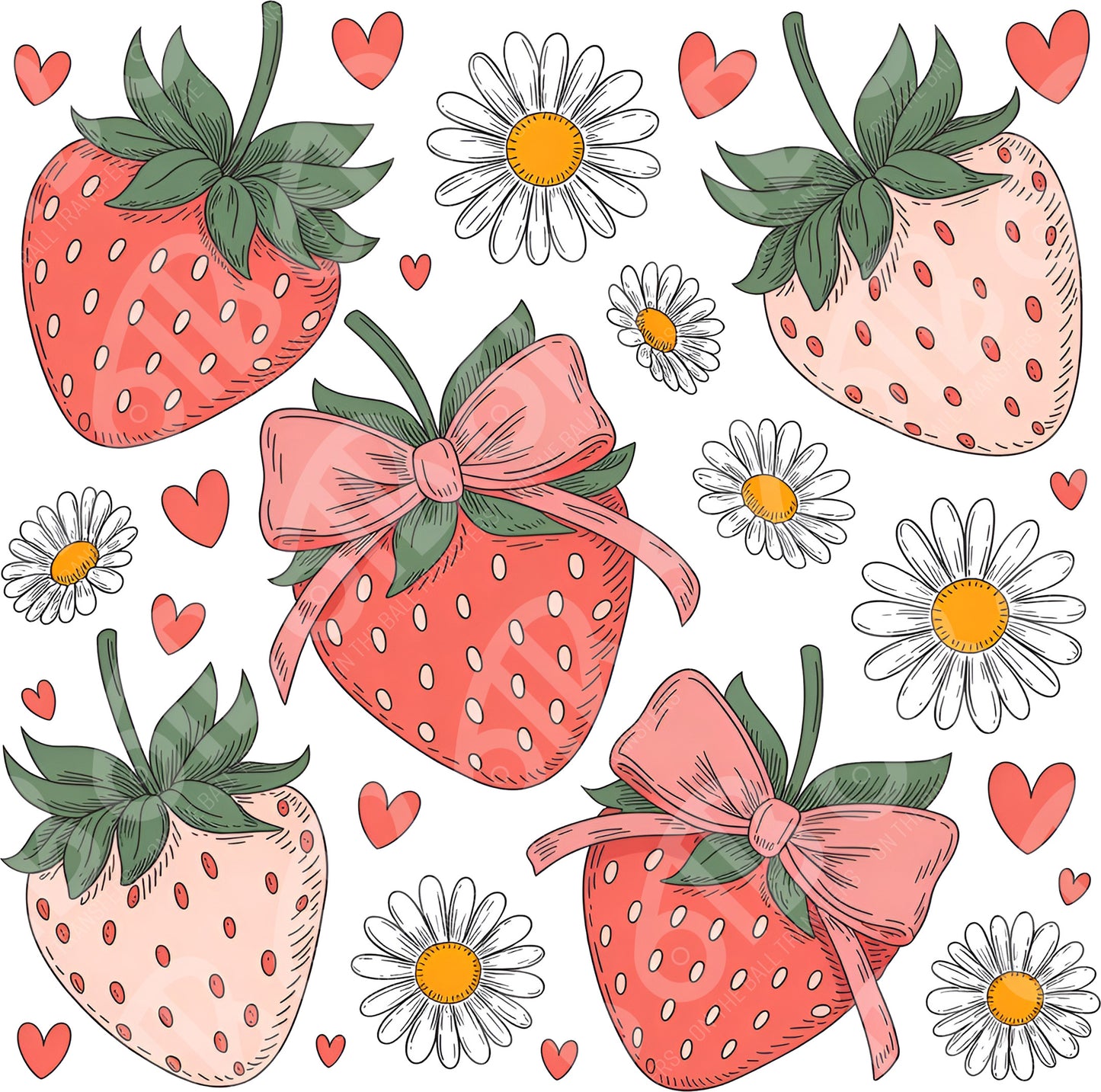Coquette Valentine's Strawberries DTF Transfer