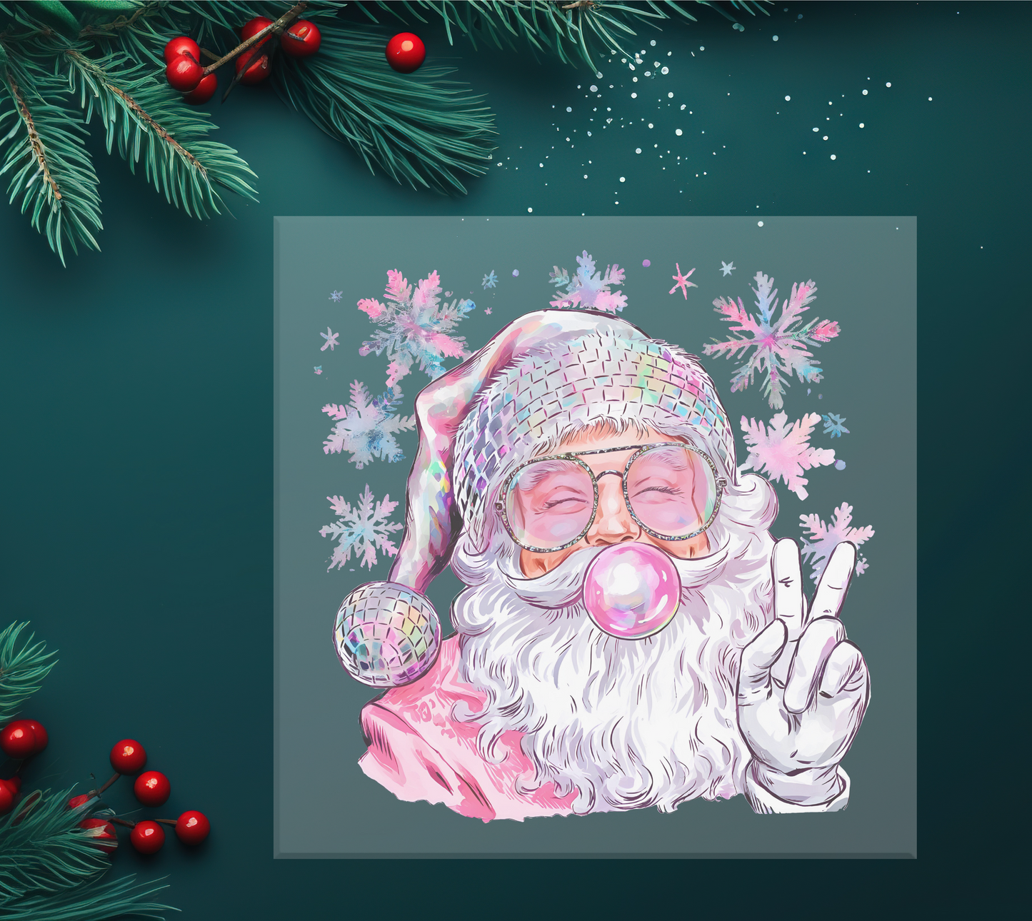 Groovy Bubblegum Santa Sublimation Transfers