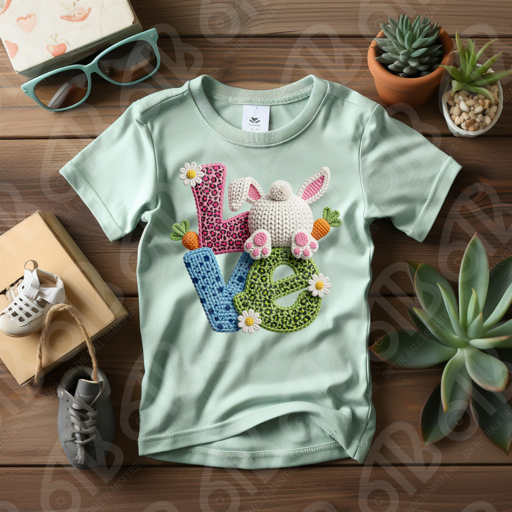 Faux Crochet Easter Love DTF Transfer