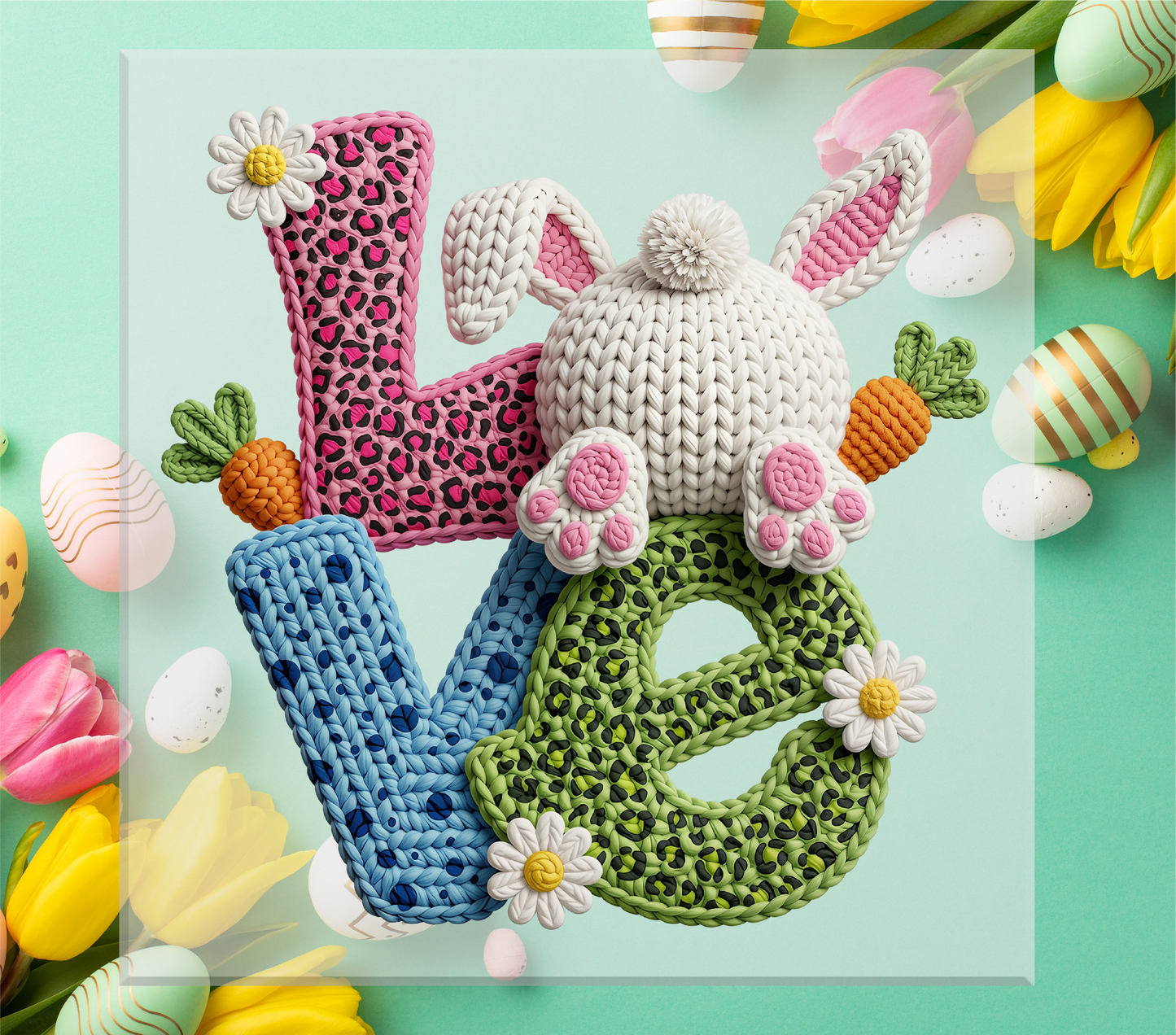 Faux Crochet Easter Love DTF Transfer
