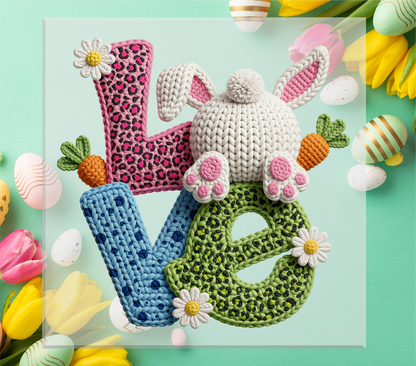 Faux Crochet Easter Love DTF Transfer