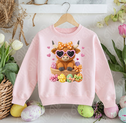 Faux Yarn Easter Cow DTF Transfer