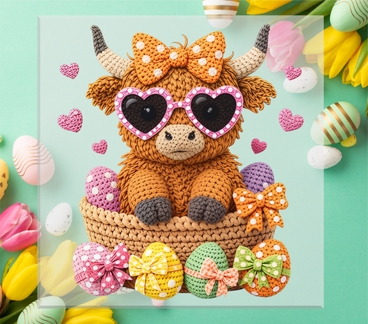 Faux Yarn Easter Cow DTF Transfer