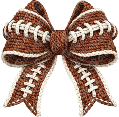 Faux Yarn Football Bow DTF Transfer