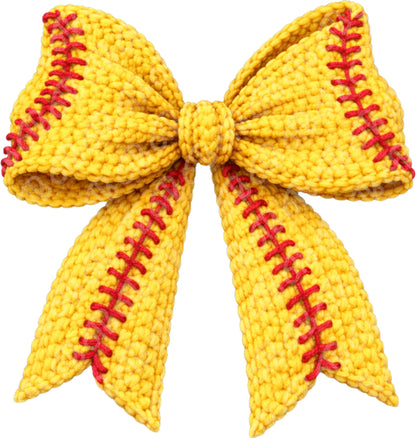 Faux Yarn Softball Bow DTF Transfer