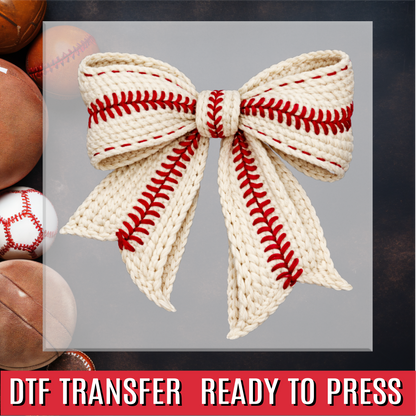 Faux Yarn Baseball Bow DTF Transfer