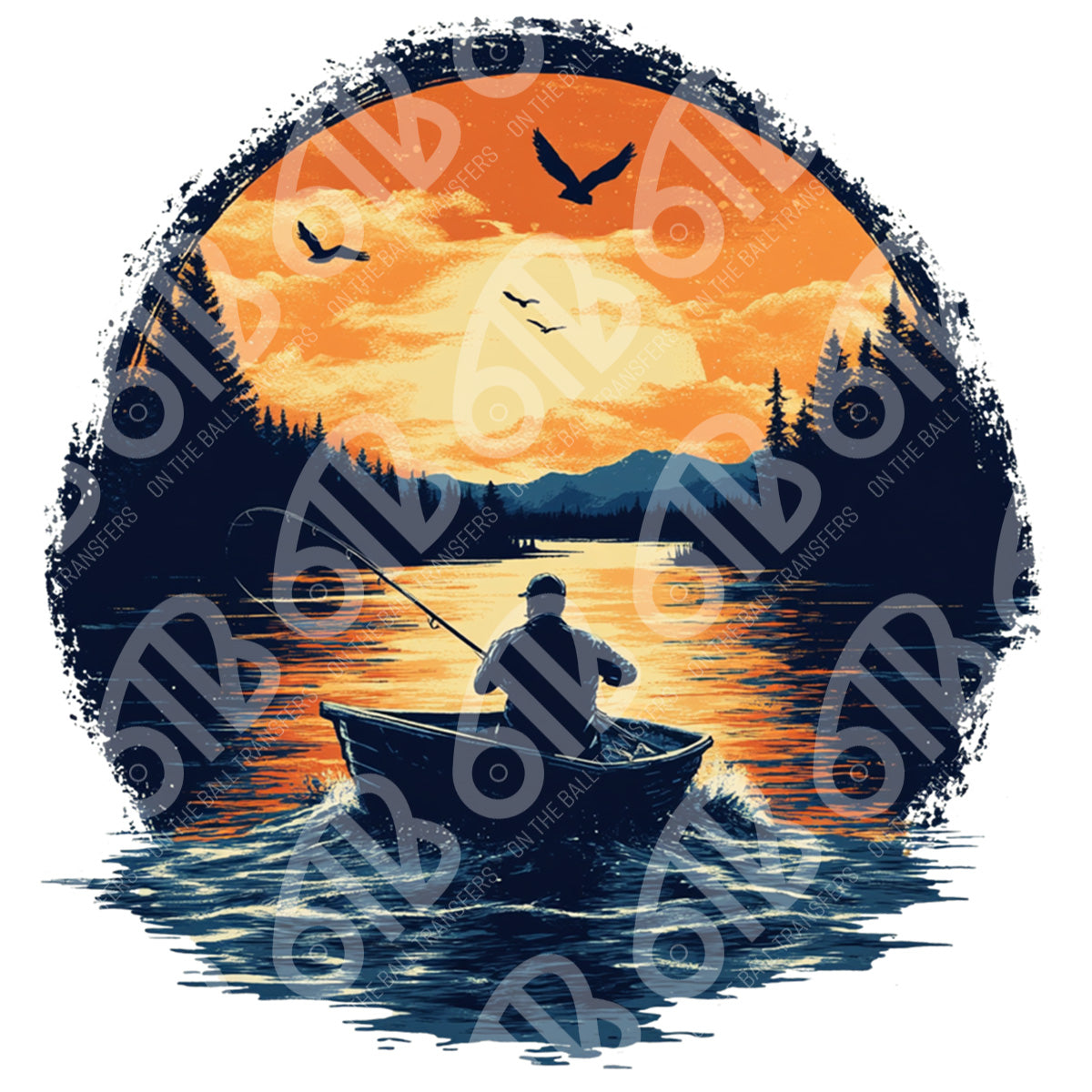 Fishing Lake Scene DTF Transfer