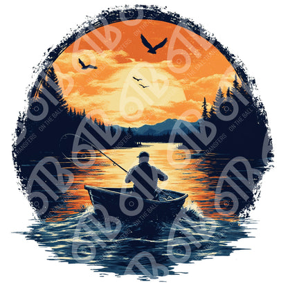 Fishing Lake Scene DTF Transfer