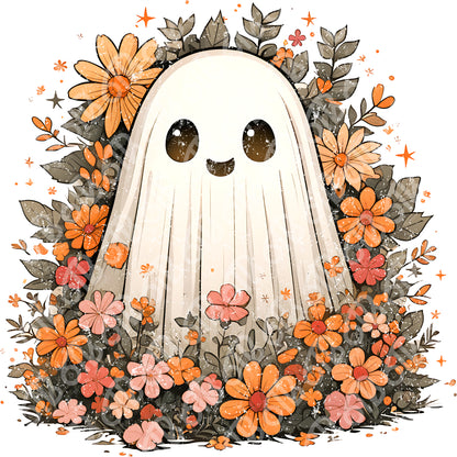 Fall Floral Ghost DTF Transfer