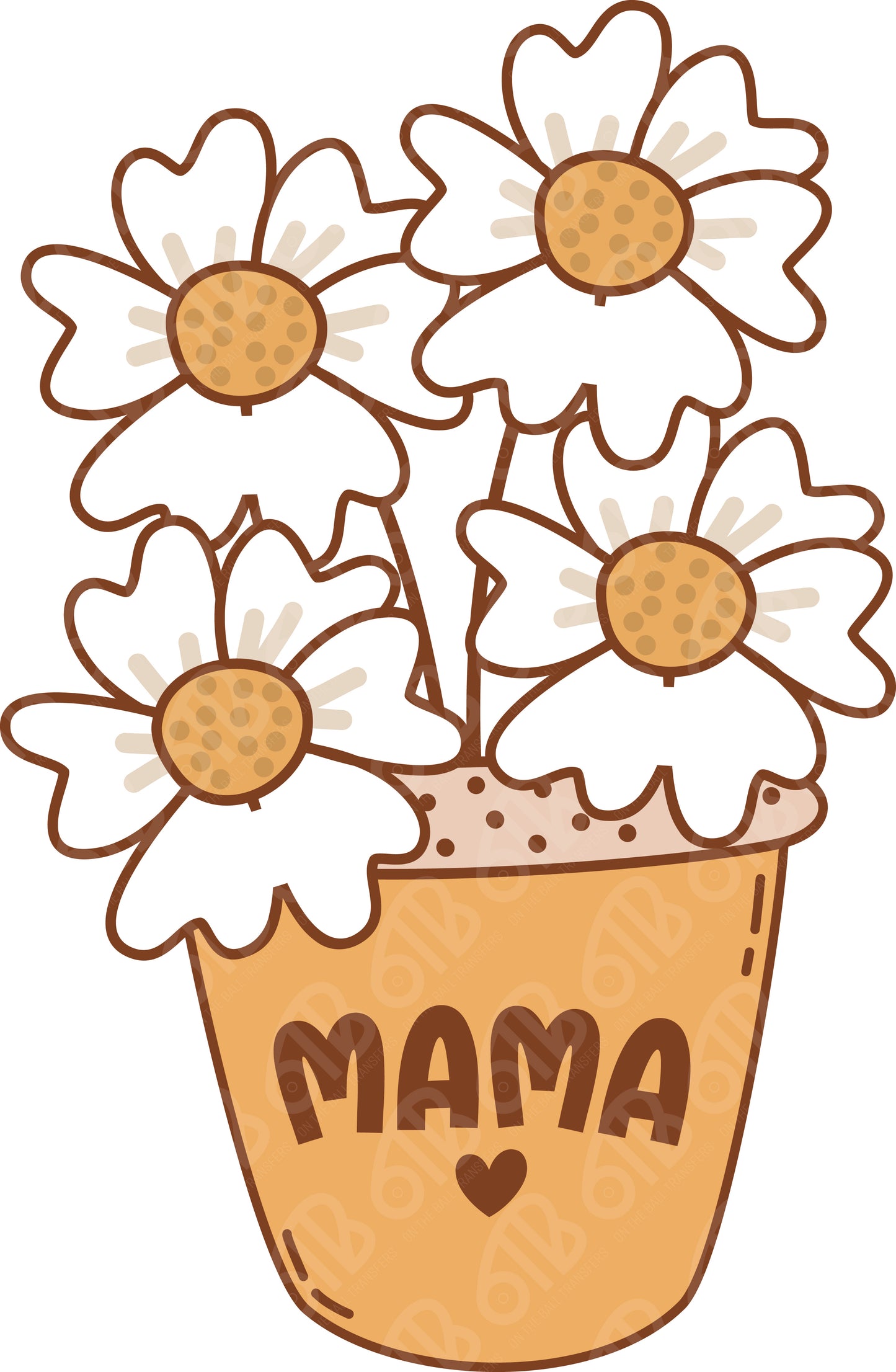 Mama Flower Pot with Custom Names DTF Transfer
