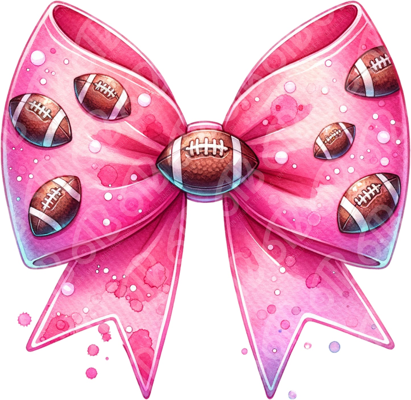 Pink Football Bow DTF Transfer