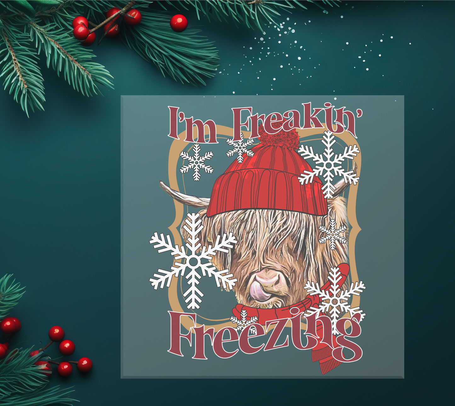 Highland Cow Winter Sublimation Transfers