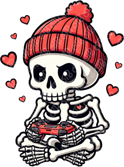 Valentine's Gamer Skeleton DTF Transfer
