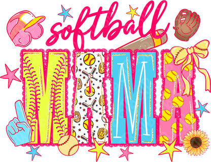 Softball Mama Preppy Neon DTF Transfer