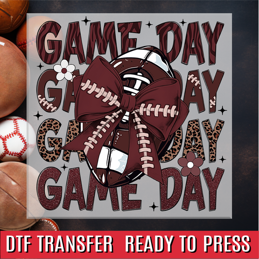 Game Day Football Dark Maroon DTF Transfer
