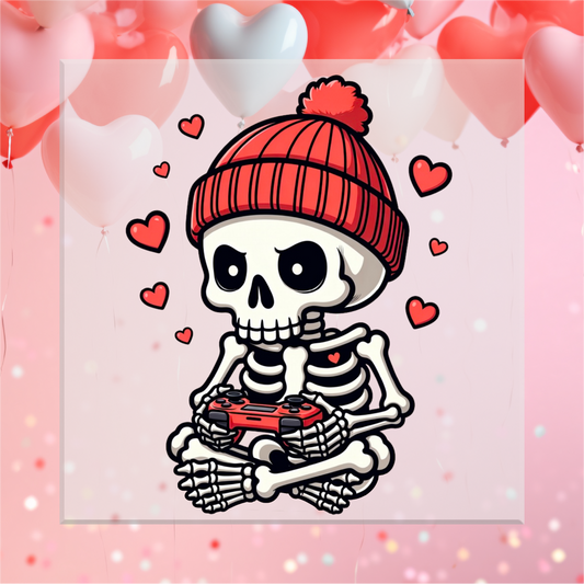 Valentine's Gamer Skeleton DTF Transfer