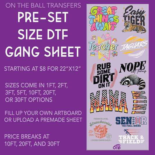 Custom DTF Gang Sheet - Pre-set sizes