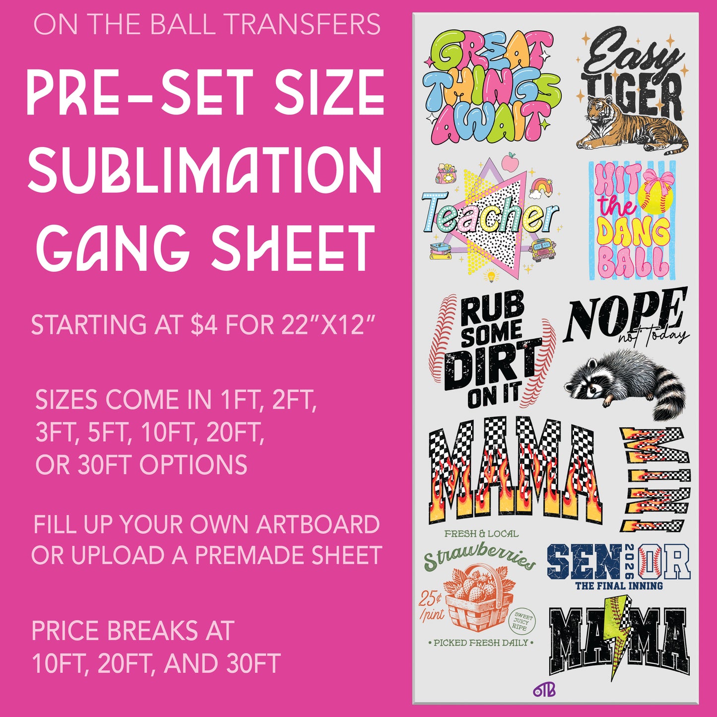 Custom Sublimation Gang Sheet - Pre-set sizes